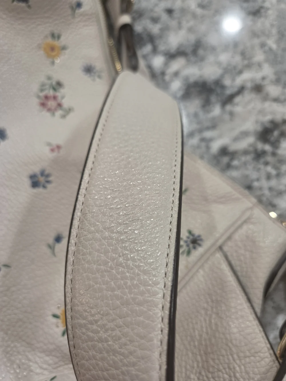 Coach Floral Print Cream Leather Shoulder Bag - Picture 12 of 16